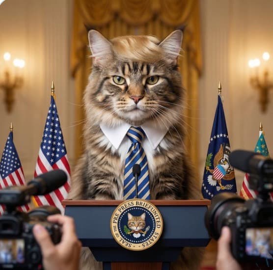 Maine Coon Cat Presidential Press Conference