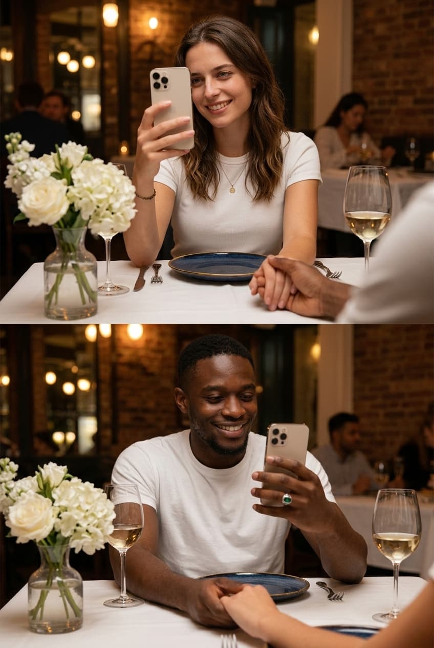 Split-Screen Dinner Date Proposal