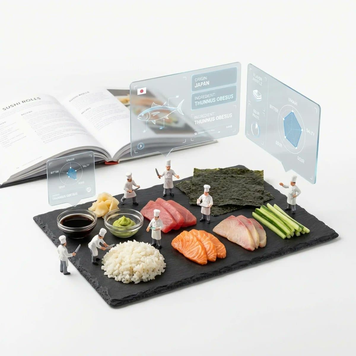 Deconstructed Dish with Toy Chef and AR UI