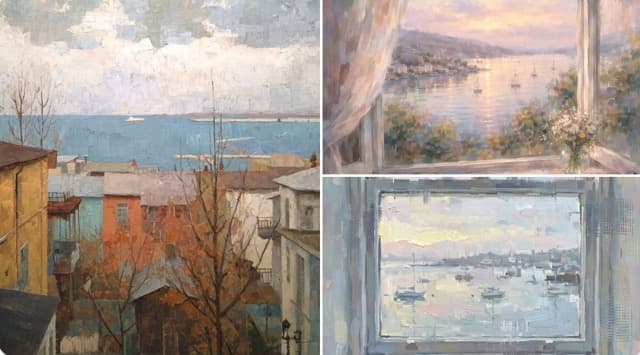 Bay View from Window - Impressionistic Oil Painting