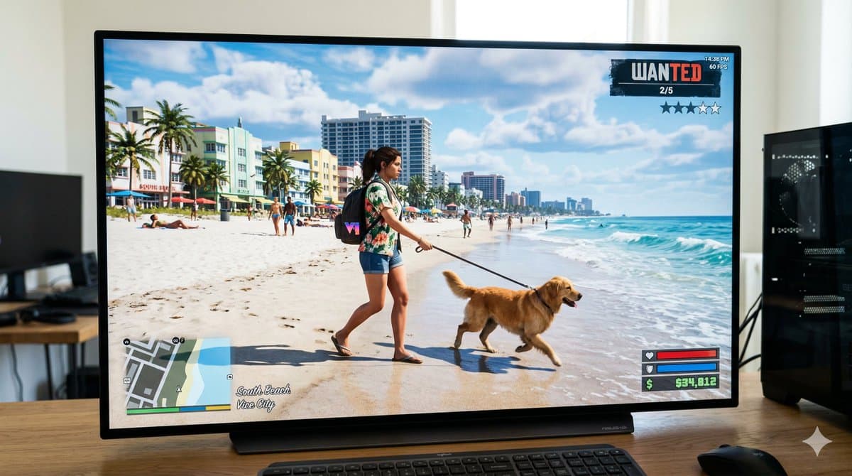 GTA 6 In-Game Footage on 4K Monitor