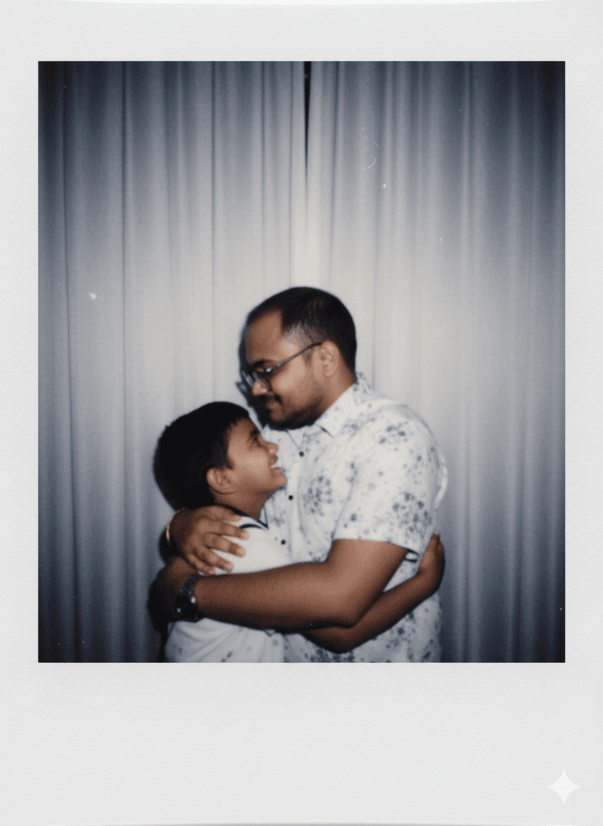Polaroid Photo with White Curtains Background