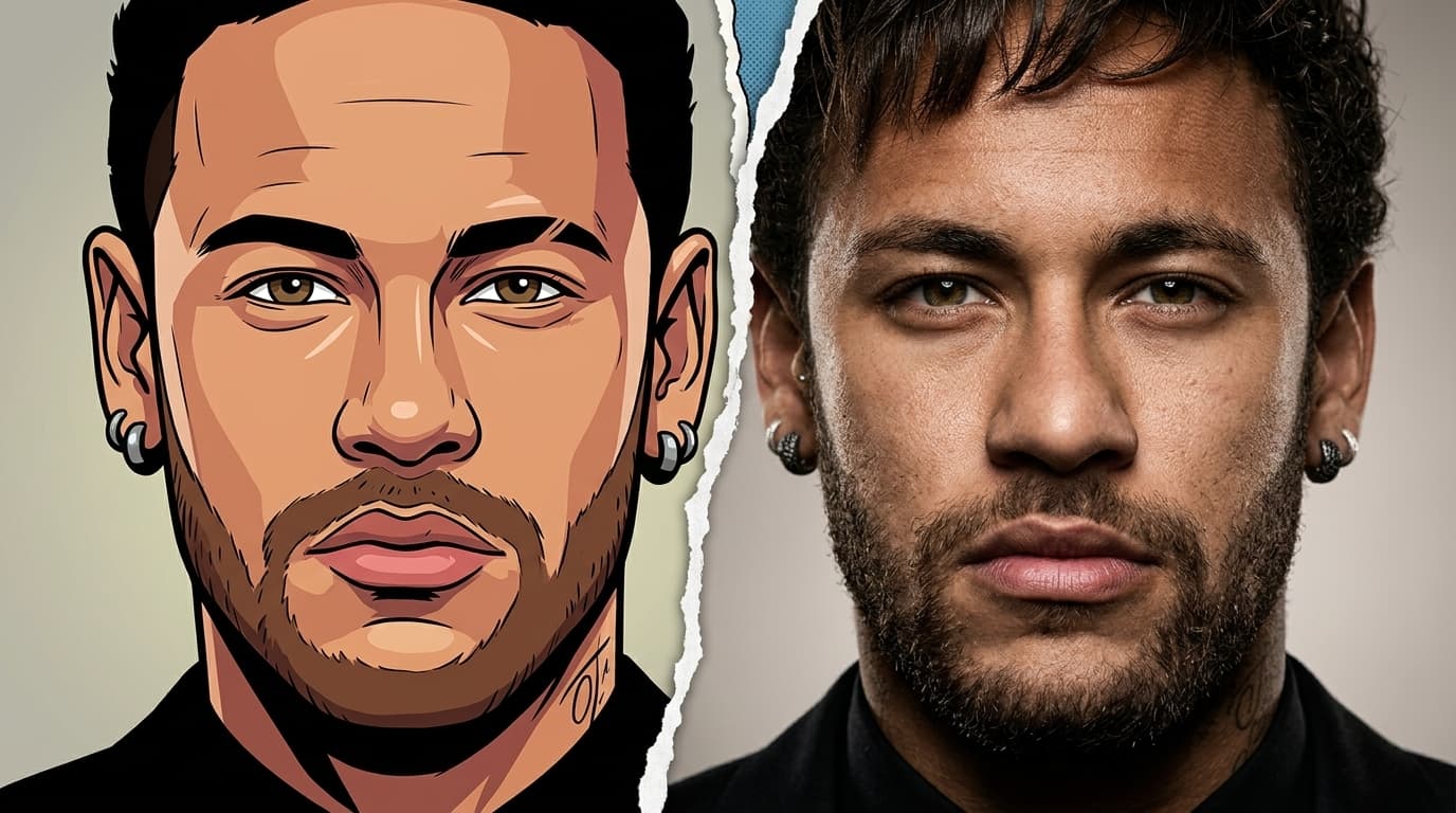 Split Portrait: Cartoon vs. Hyper-realistic