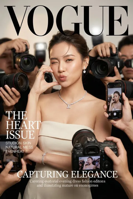 Vogue Cover Fashion Portrait with Playful Duck-Face