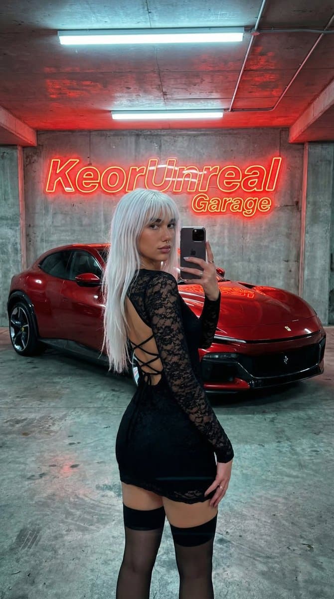 Urban Fashion Garage Mirror Selfie with Neon Accent