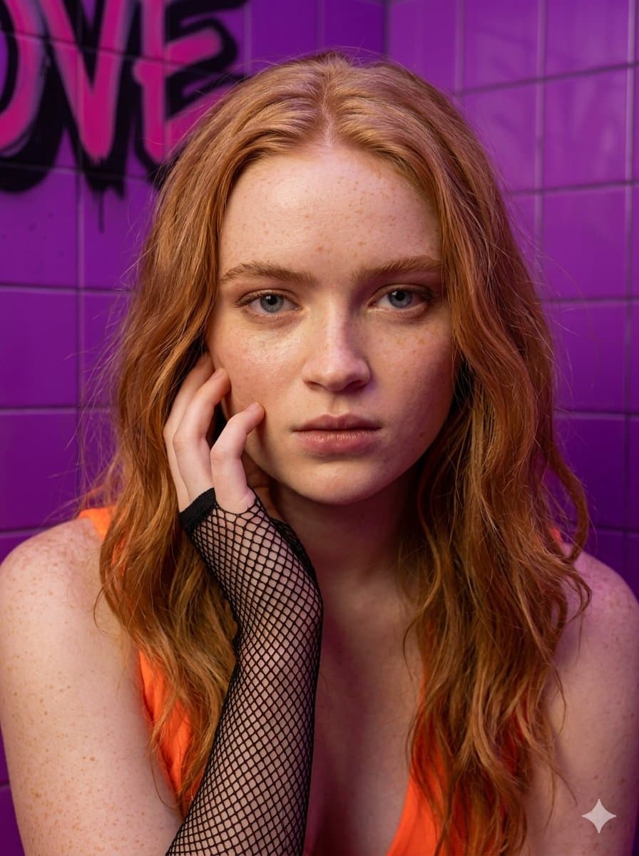Neon Orange Fashion in a Graffiti Corner