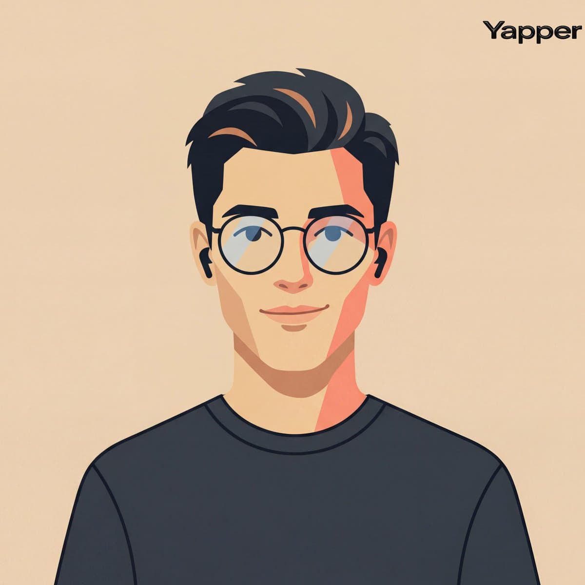 Cinematic Flat Vector Portrait with Modern Tech-Avatar Aesth