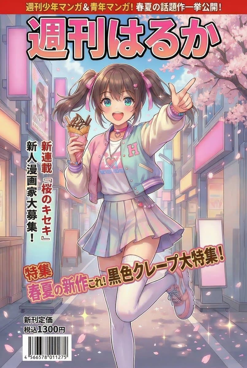 Haruka Eating Crepe, Pointing at Reader