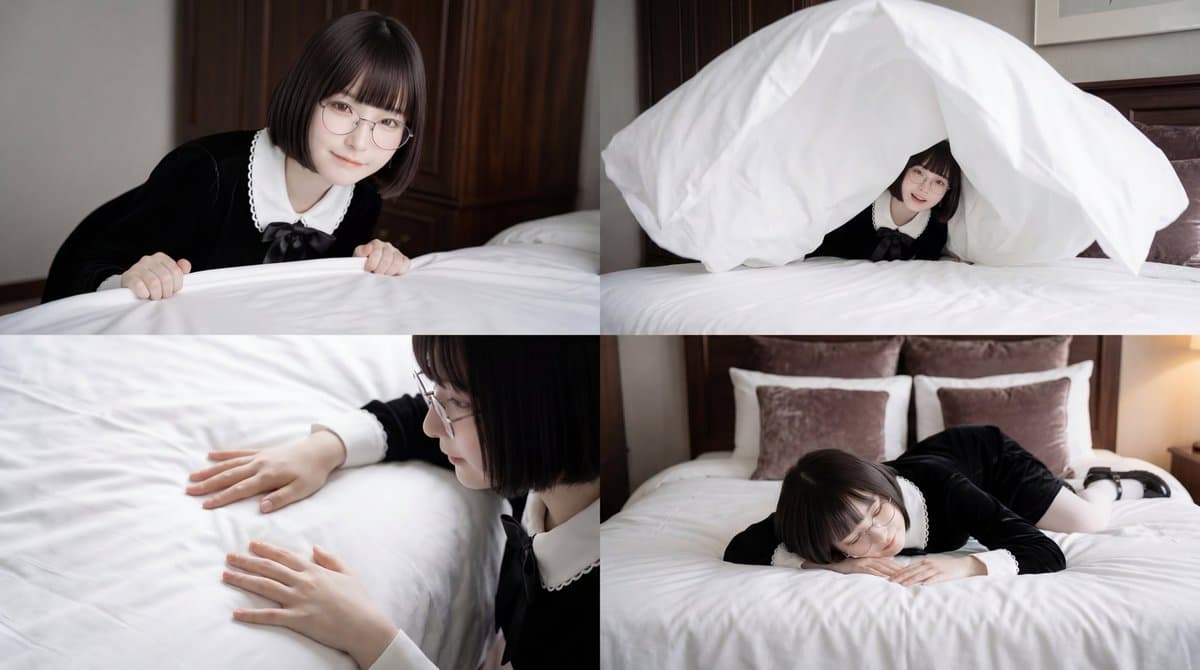 Woman Prepares Bed in Warm Cinematic Light