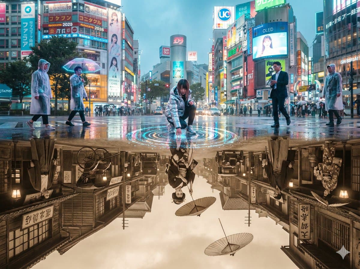 Shibuya Crossing: 2026 vs 1926 Reflection