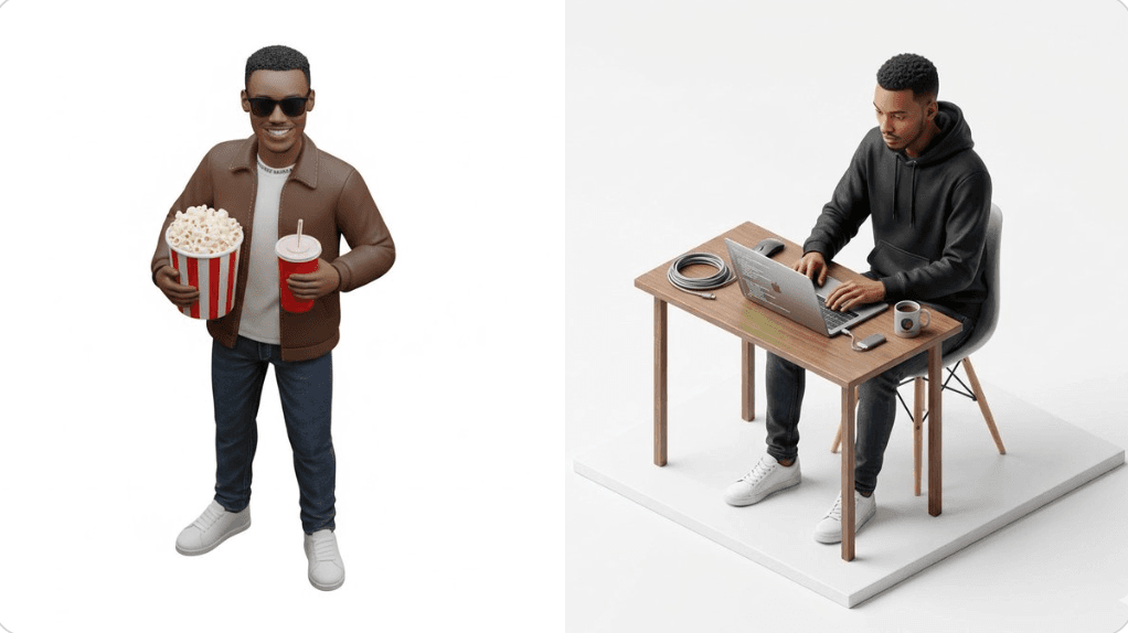 Miniature Isometric Figurine on White Background