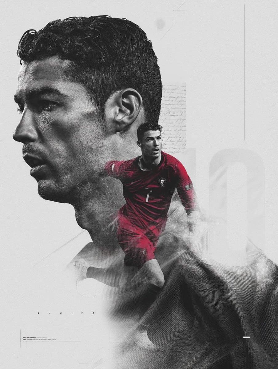 Dramatic Double Exposure Football Player Portrait