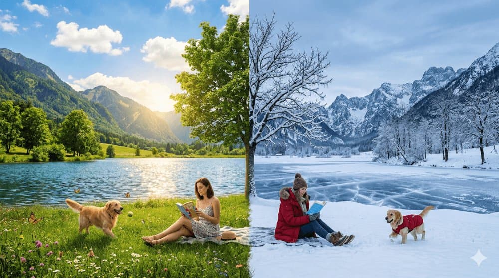 Summer and Winter Landscape Split