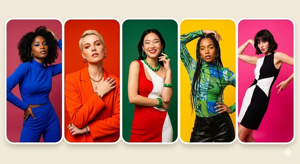 Colorful Portrait Collage, Fashion Models