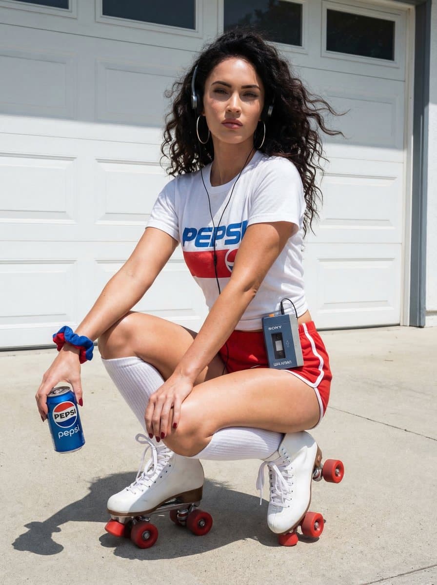 Megan Fox Look-Alike 80s Retro Athleisure Portrait