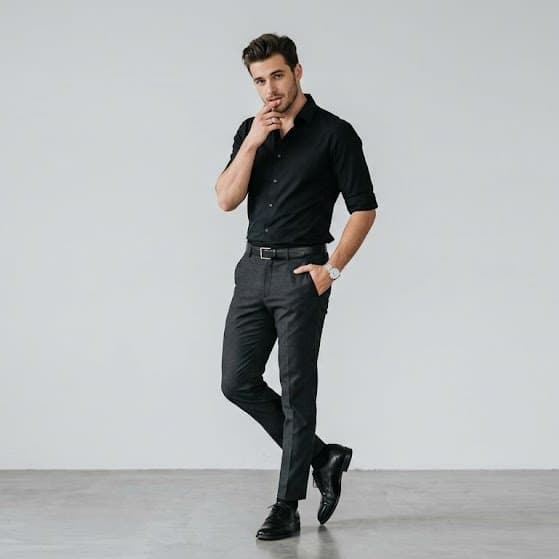 Stylish Young Man in Studio Fashion Portrait