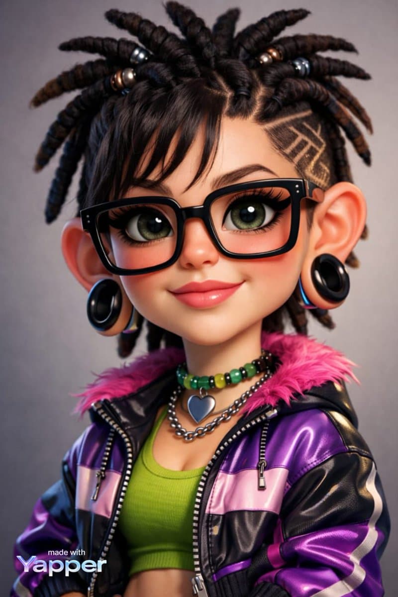 Stylized Caricature Portrait with Y2K Outfit