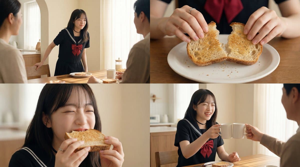 Family Breakfast Scene with ASMR Sounds