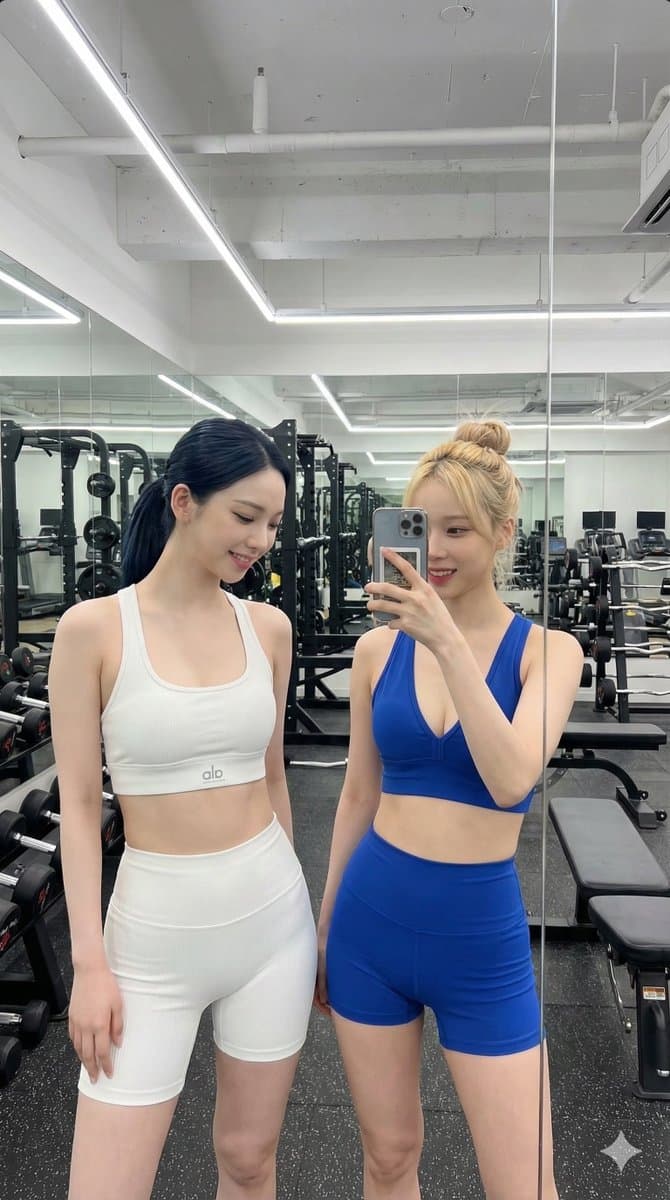 aespa's Karina and Winter in a Gym Mirror Selfie