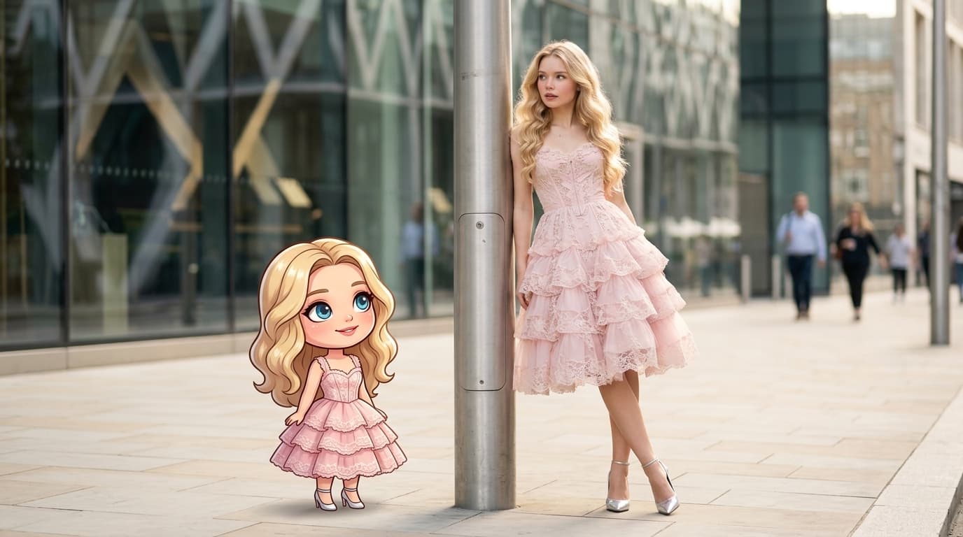 Street Style Photo with Chibi Character