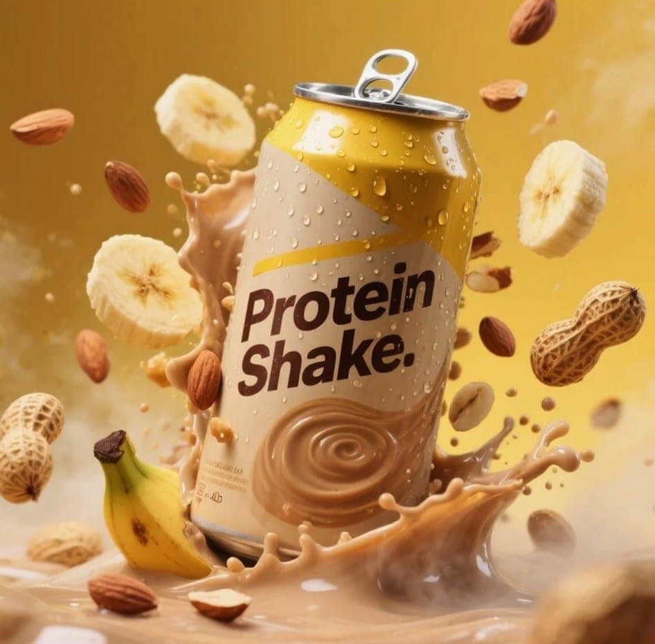 Protein Shake (Banana + Almond)
Prompt:
Hyper-realistic prod