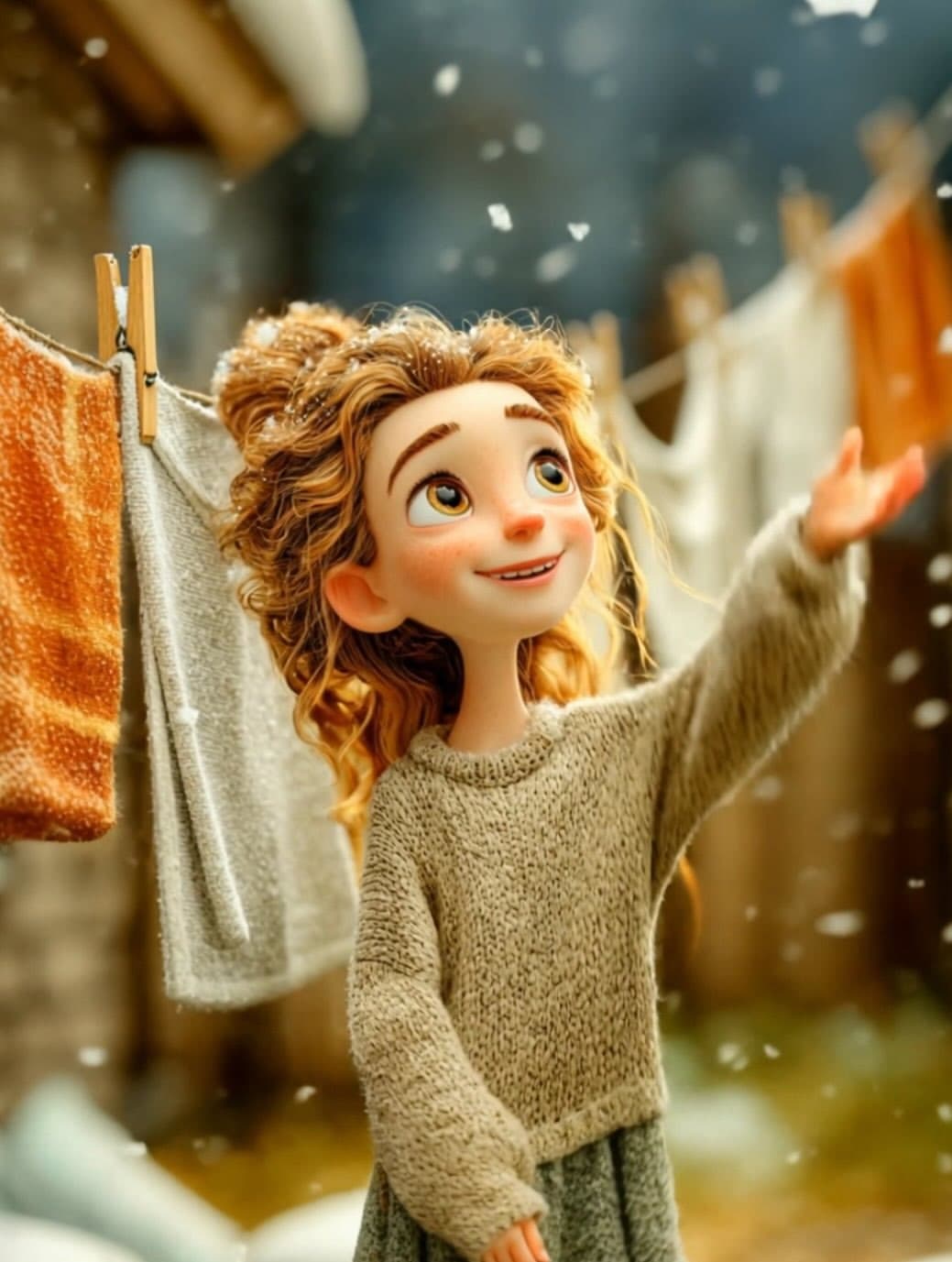 Cinematic Winter Portrait of Childlike Wonder