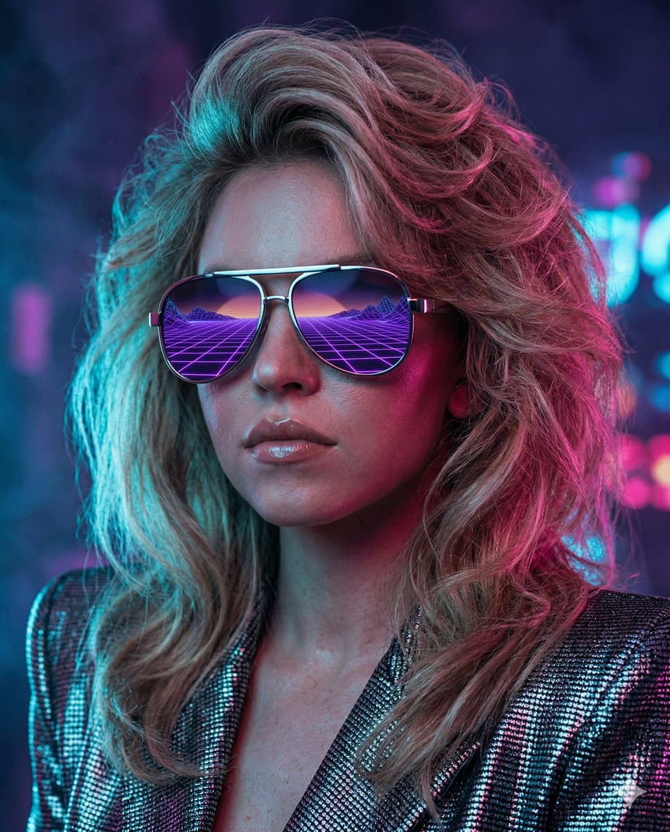 Sydney Sweeney 80s Retro-Futuristic Cinematic Portrait