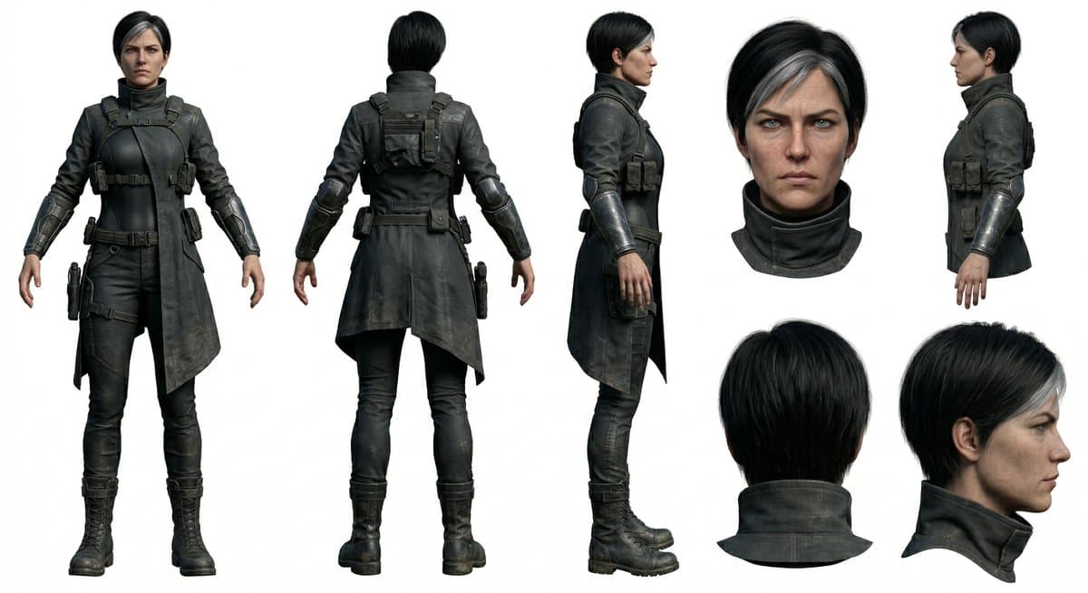 Sci-Fi Operative Character Reference Sheet