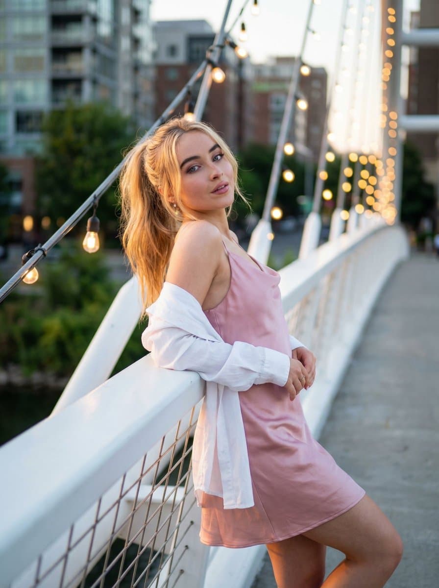 Trendy Lifestyle Photo on Modern White Bridge