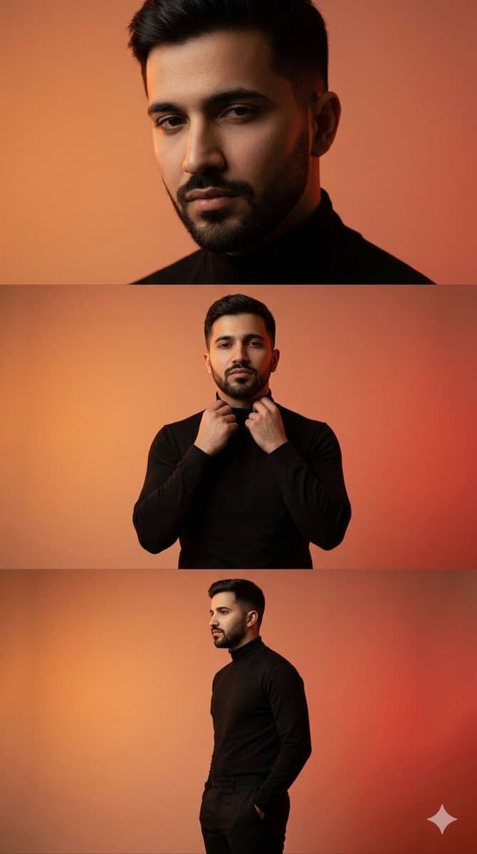 Cinematic Three-Panel Male Fashion Editorial