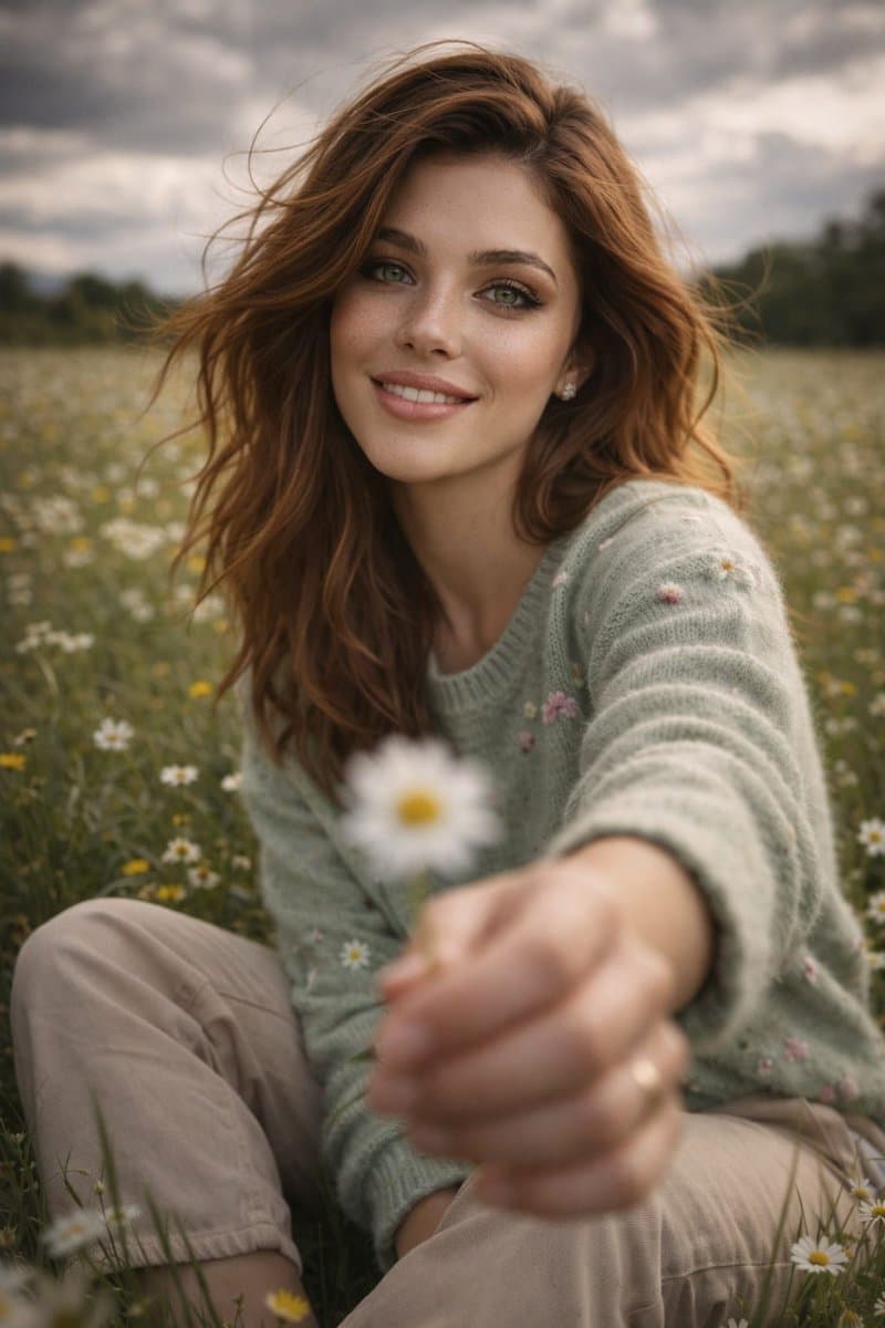 Cinematic Portrait in Wildflower Meadow