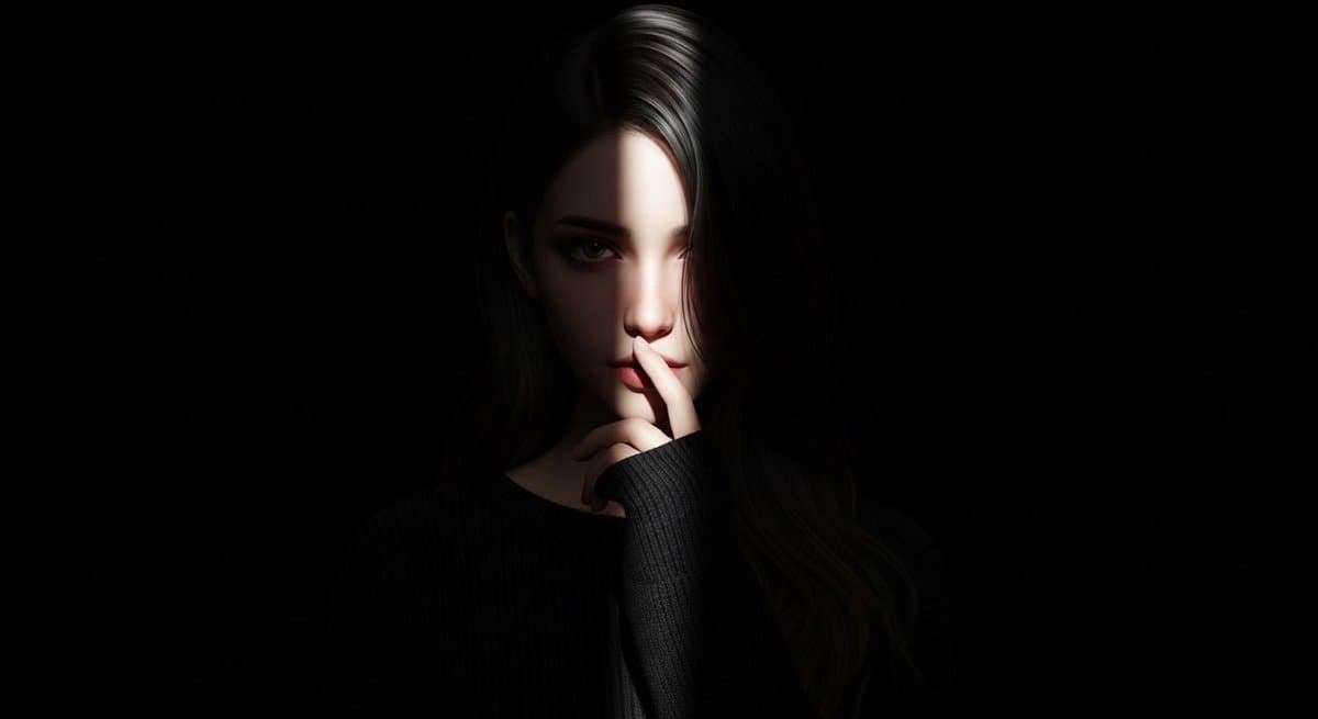 Hyperrealistic Anime Portrait with Dramatic Spotlight