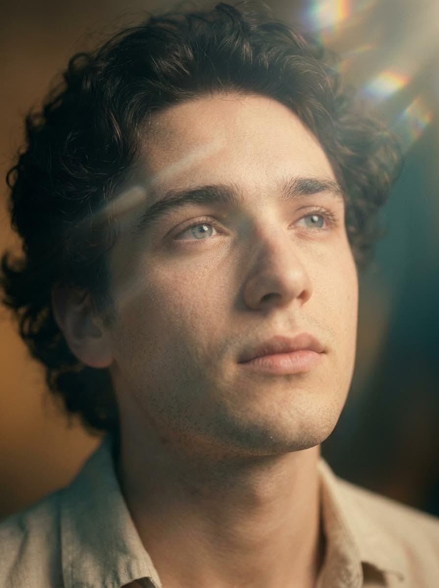 Cinematic Portrait with Rainbow Lens Flares