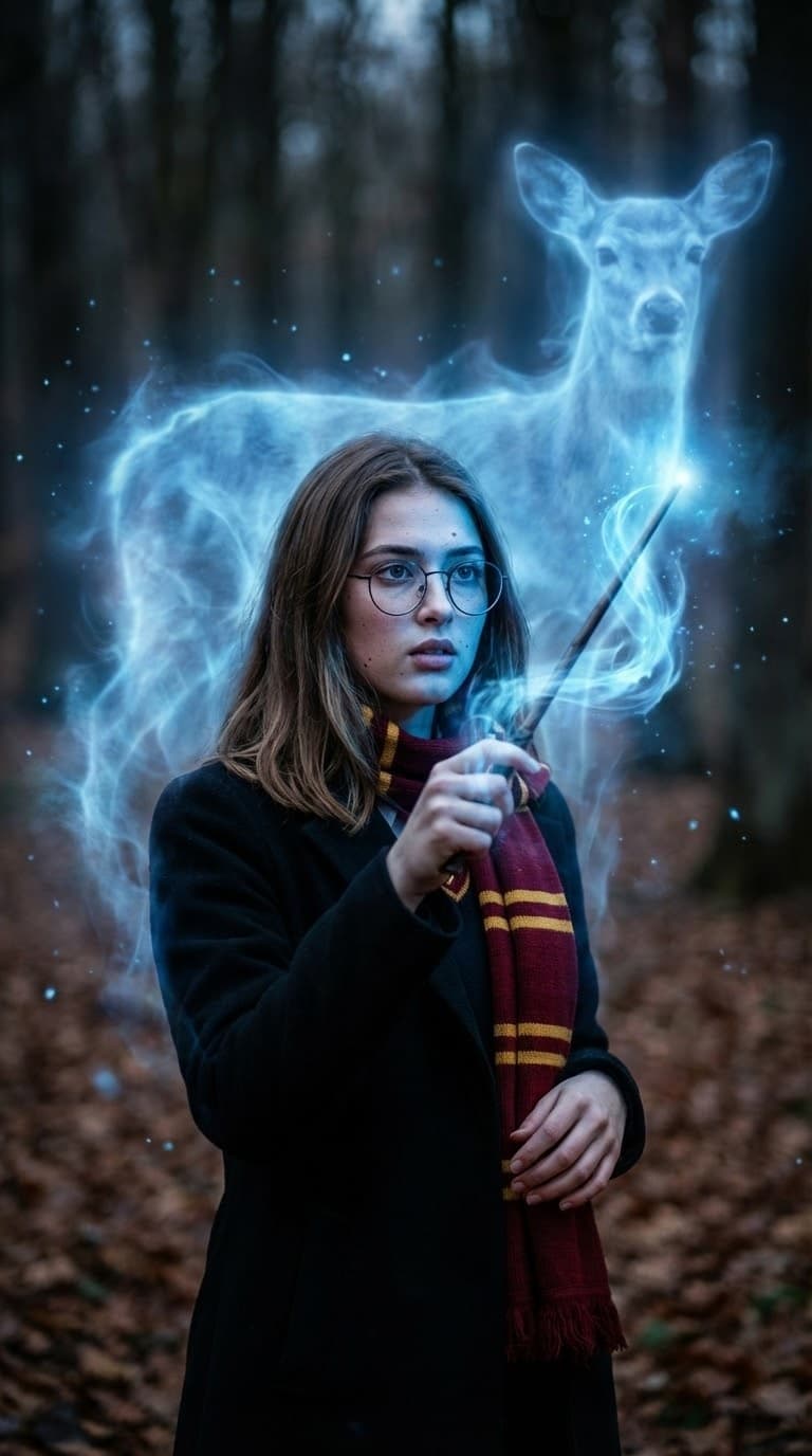 Patronus Spell in Dark Forest Portrait