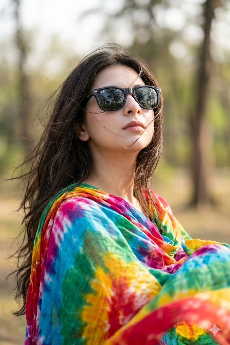 Hyper-realistic Portrait with Flowing Hair and Sunglasses