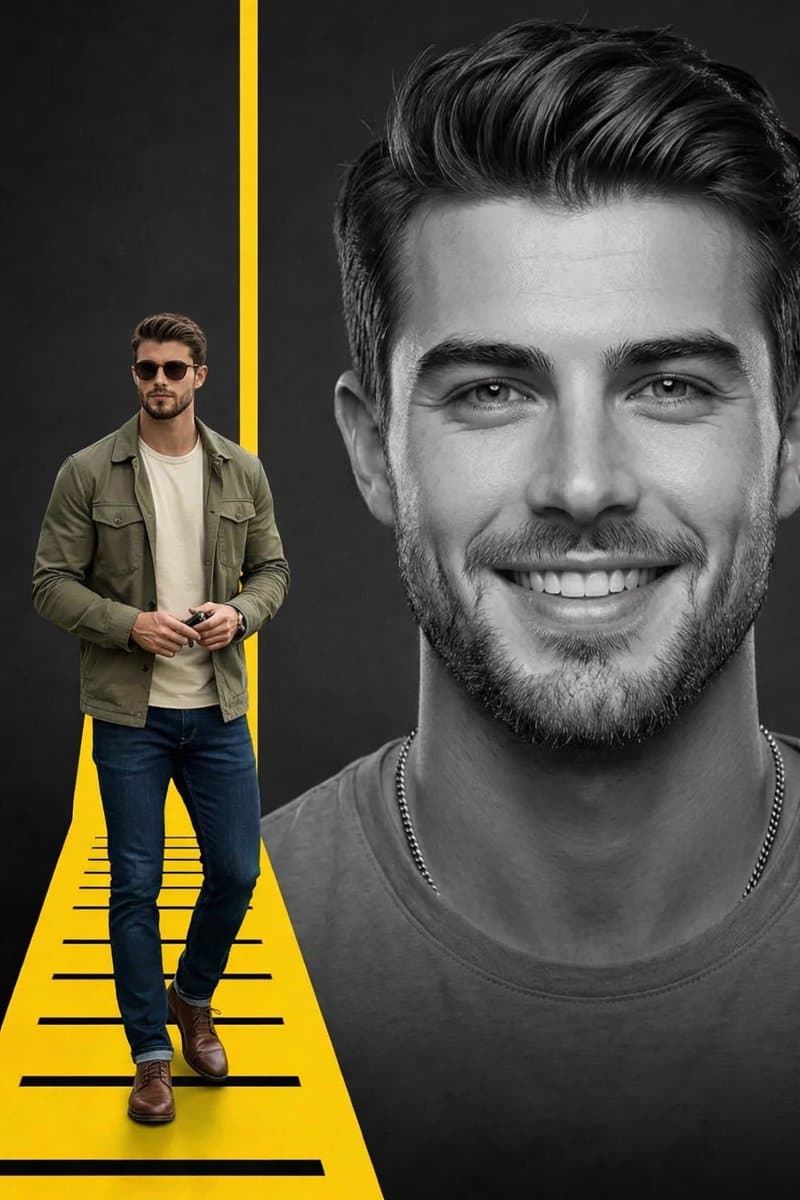 Stylish Split Composition Portrait of a Young Man