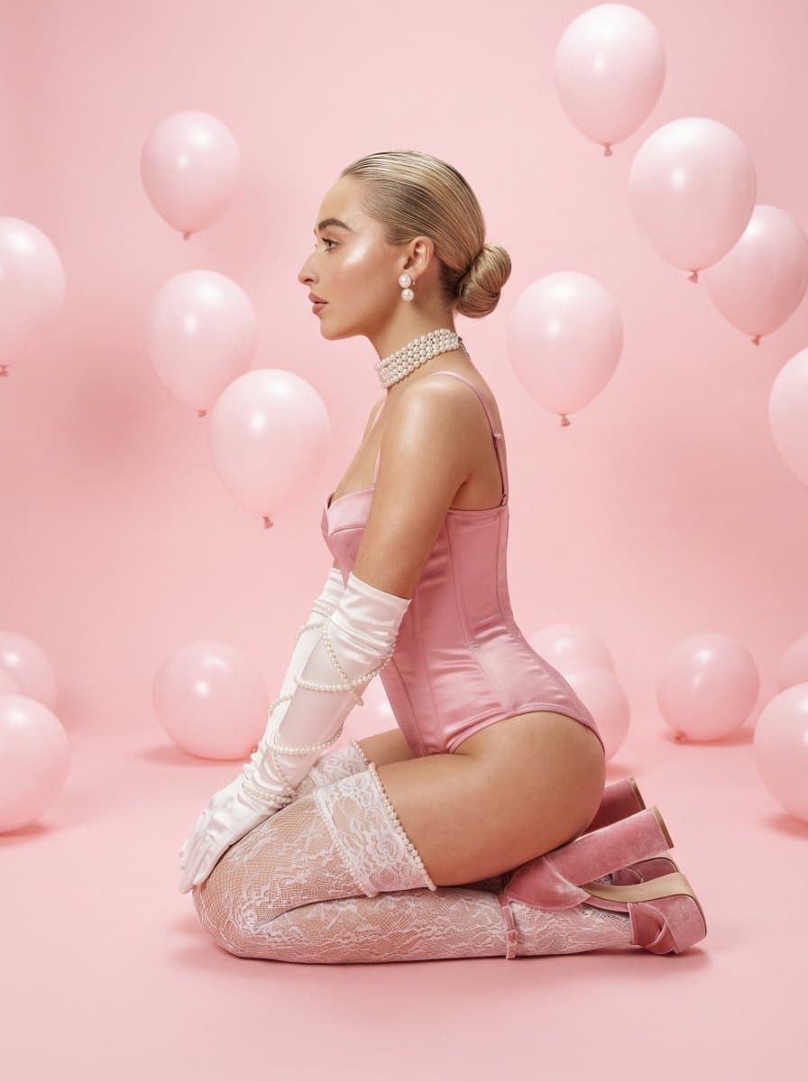 Sabrina Carpenter-like Woman in Pastel Coquette Style
