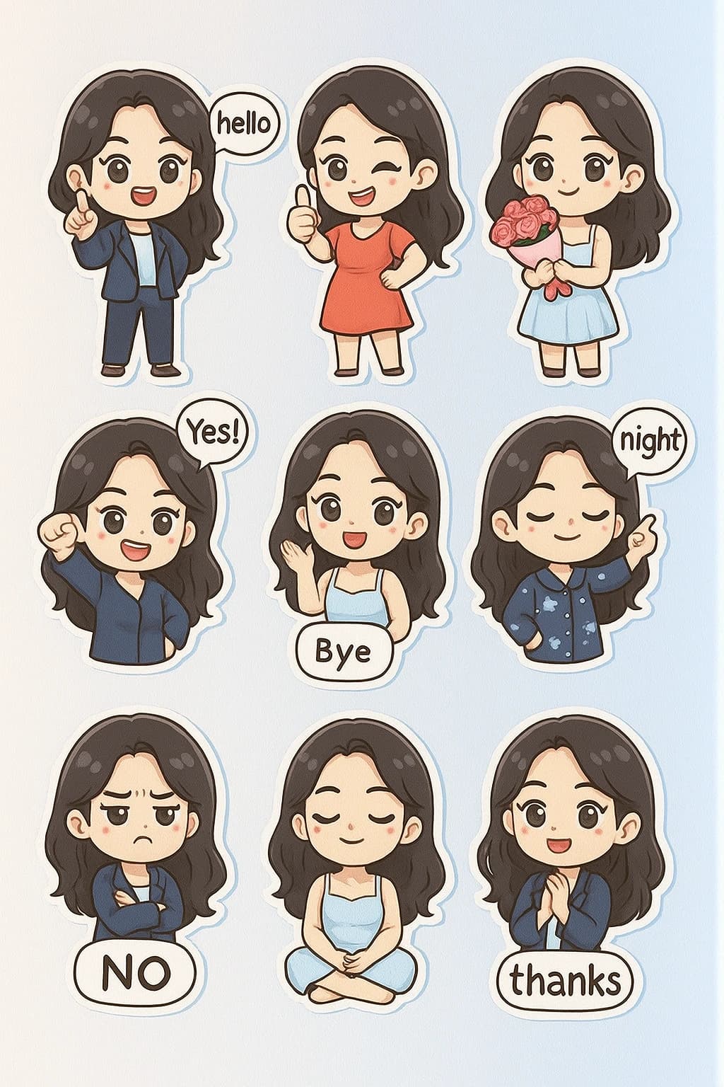 Kawaii Chibi Sticker Set for WhatsApp