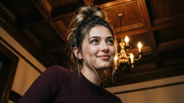 Warm Portrait with Vintage Interior and Low Angle