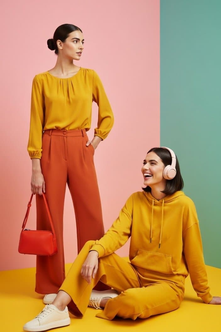Three-Panel Fashion Collage with Bold Colors