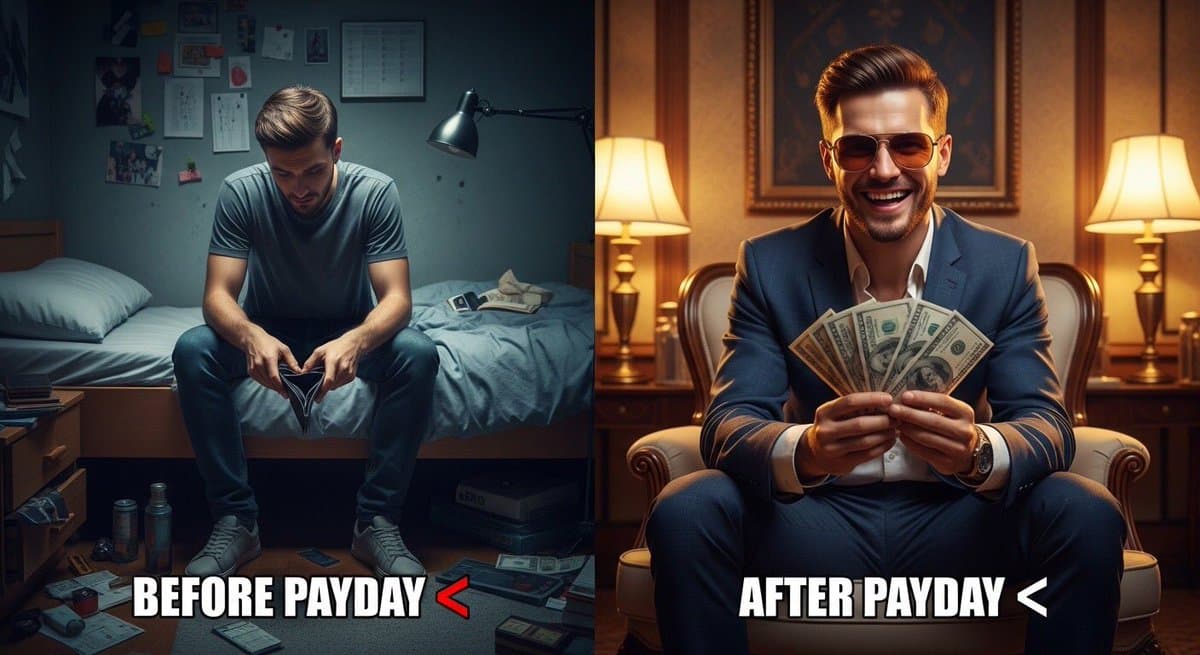Before and After Payday Split Scene