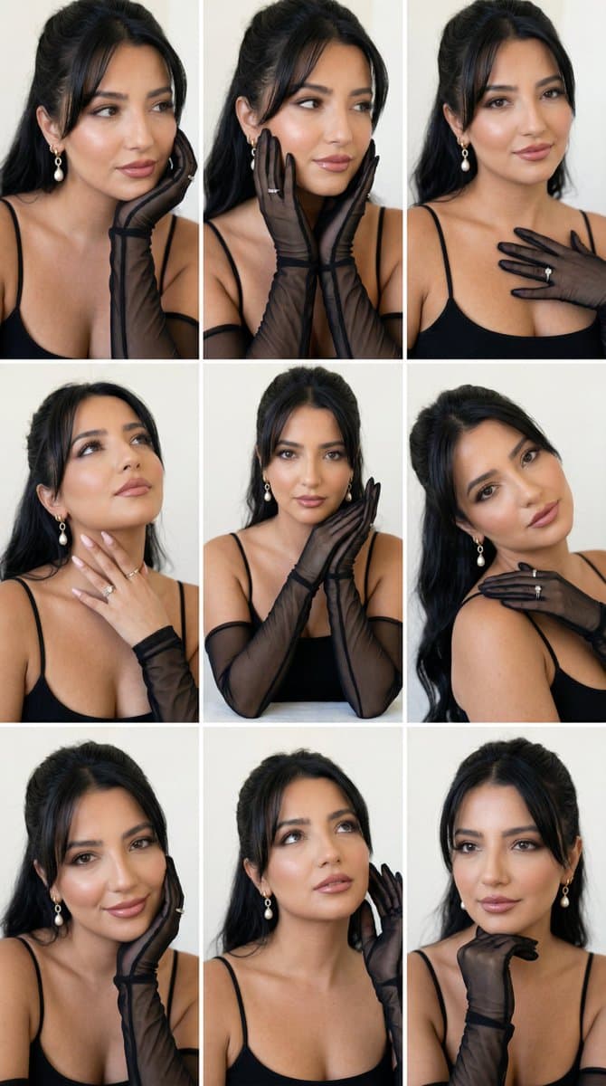 Sensual Editorial Portrait Grid with Consistent Identity