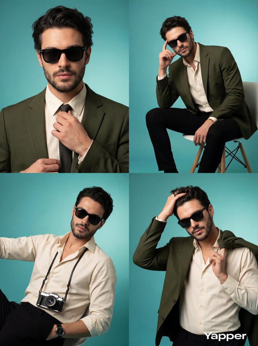 Studio Fashion Photoshoot with Black Sunglasses