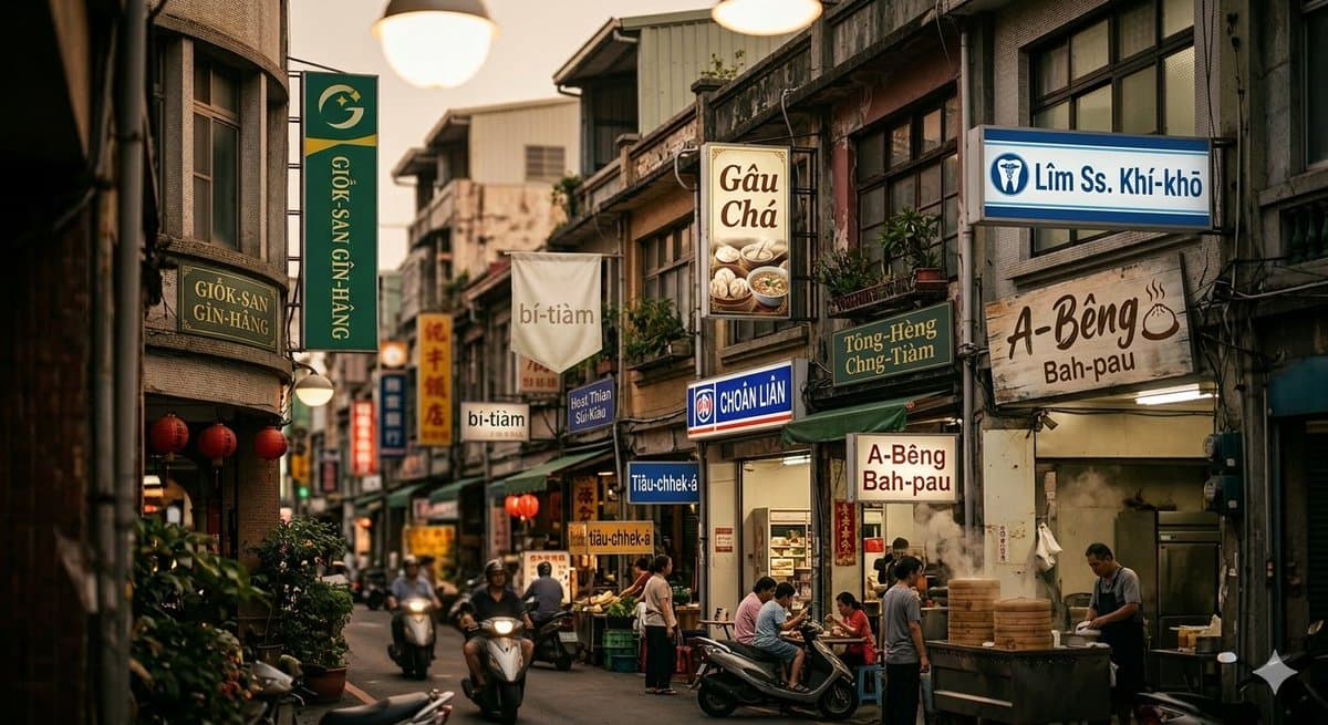 Taiwan Streetscape with Romanized Signs