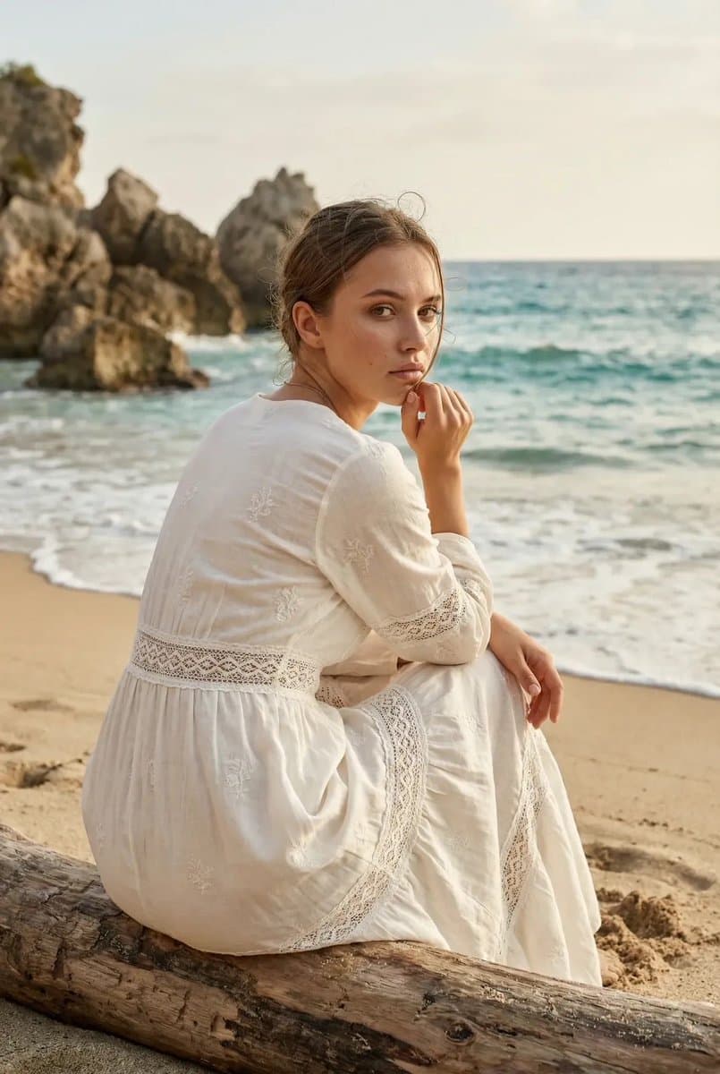 Cinematic Beach Portrait at Golden Hour