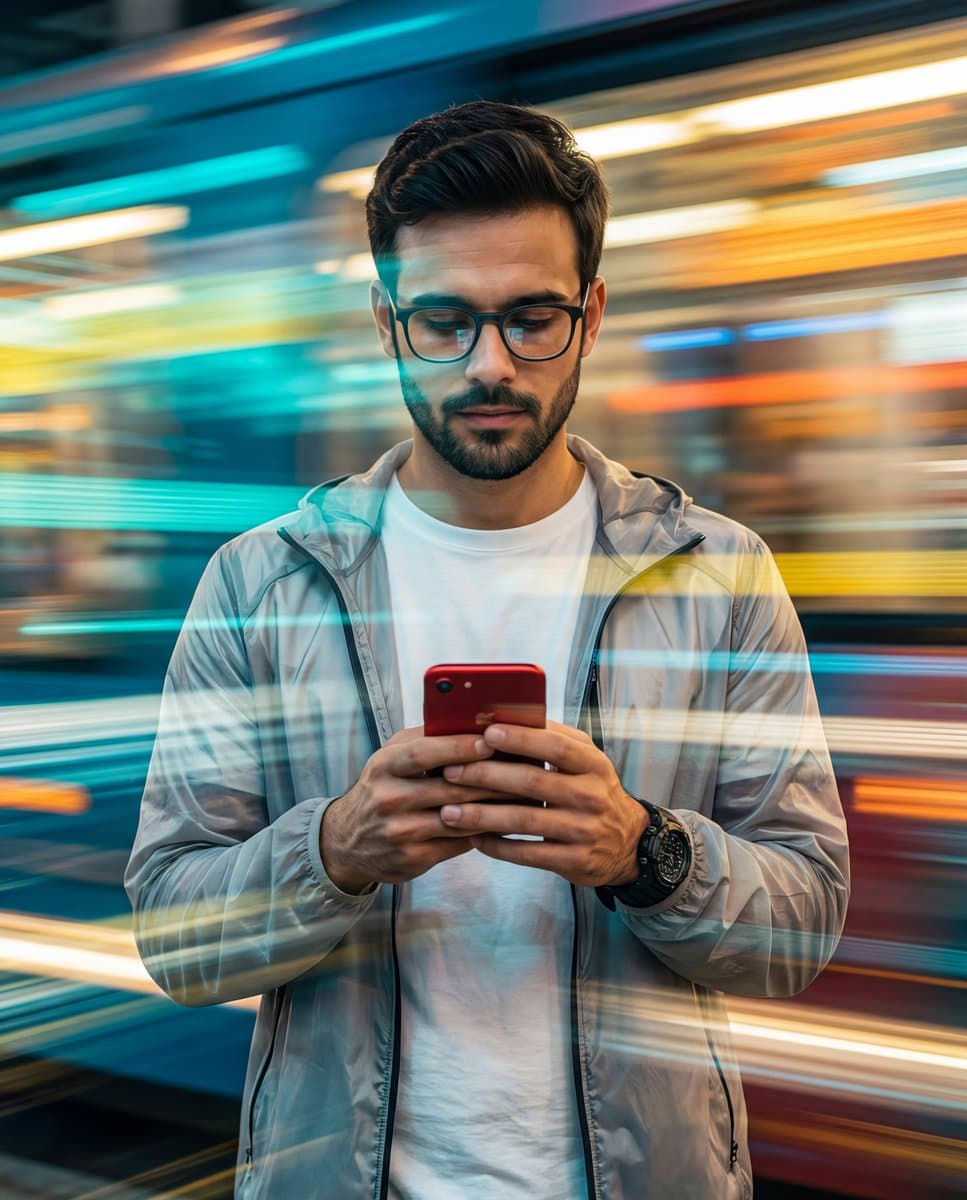 Man with Speed-Light Effect and Motion Blur