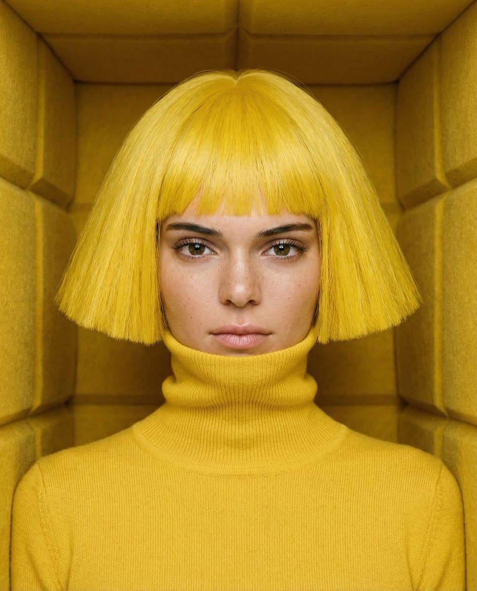 Lemon Yellow Isolation: Hyper-realistic Portrait