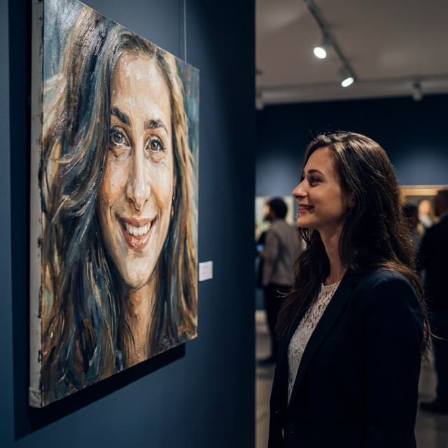 Cinematic Gallery Portrait with Oil Painting