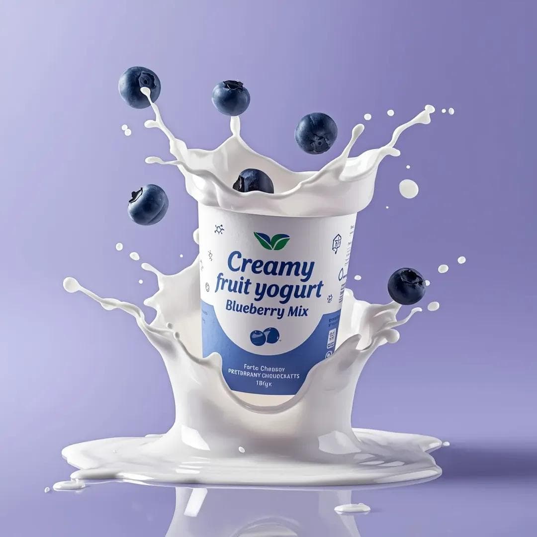 Dynamic Yogurt Cup Splash Product Photography