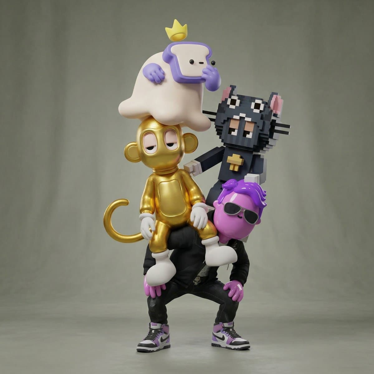 Awkward Stacked Family Portrait of Characters